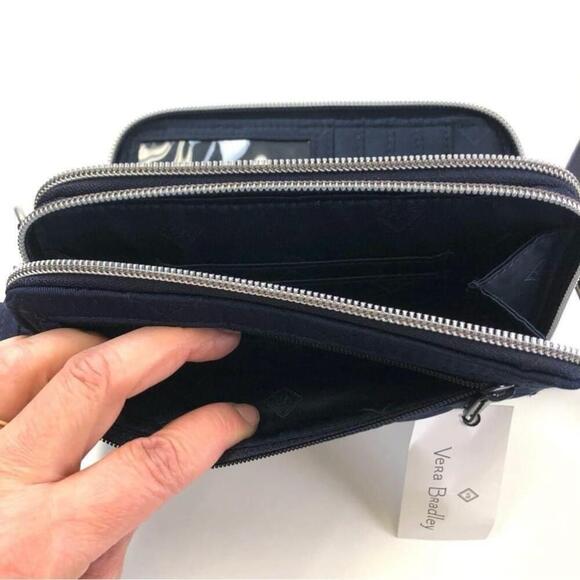 Vera Bradley navy quilted All In One RFID cross body purse - Picture 5 of 11